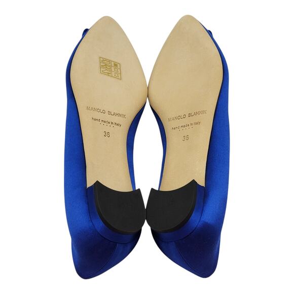 Manolo Blahnik Hangisiflat Jewel Buckle Flat Pumps - Satin - Blue 36 5.5US $1095 - Picture 6 of 7